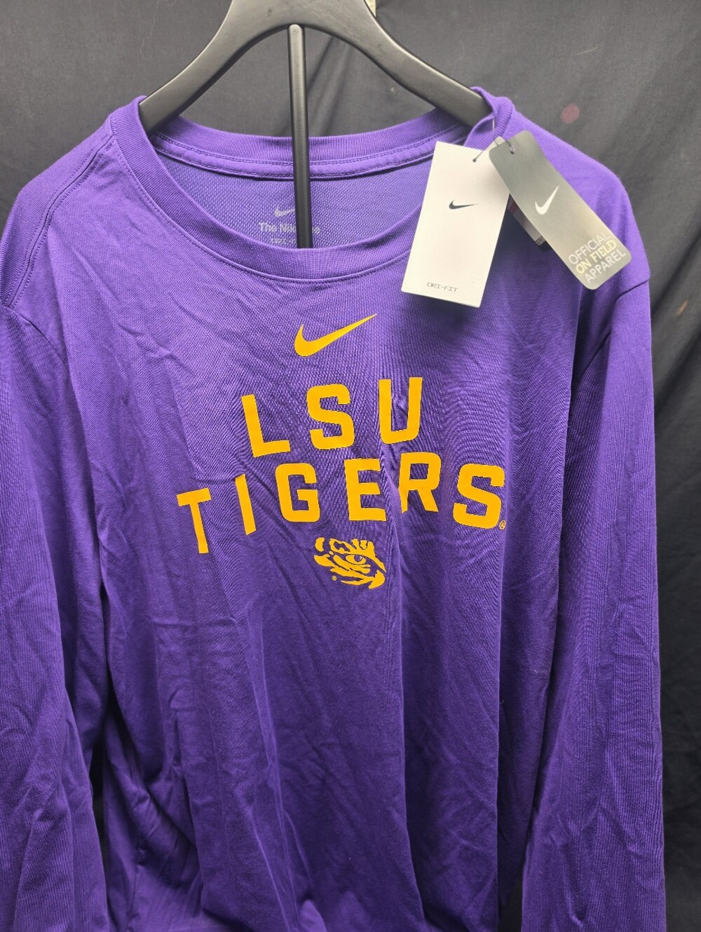 NWT Nike LSU Tigers Dri-FIT Long Sleeve Shirt Men's XXL 2XL Purple Gold - Picture 4 of 4